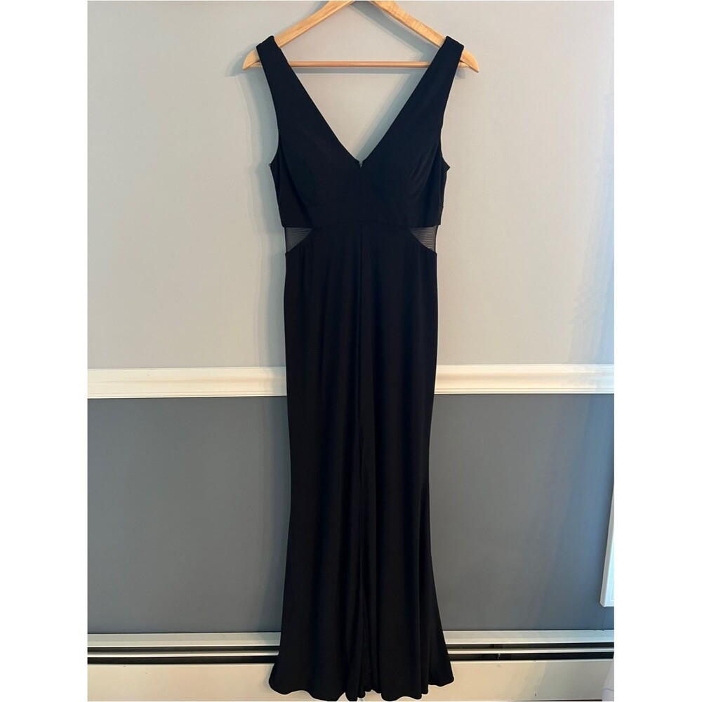 Black Mesh Cutout Formal Gown Sleeveless Maxi Dress Size 4